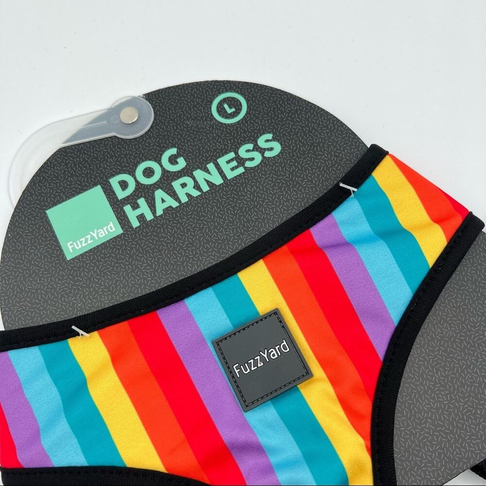 Fuzz Yard Rainbow Striped Print Dog Harness Dog’s Size Large - Picture 2 of 6
